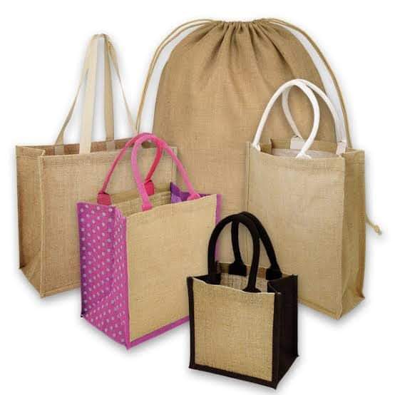Assorted natural jute shopping bags