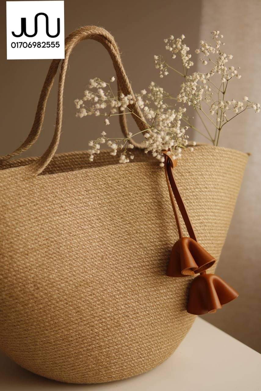 Rope basket bag styled with flowers