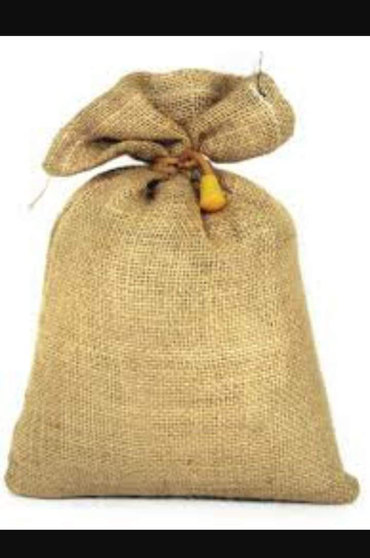 Tied natural jute gift sack