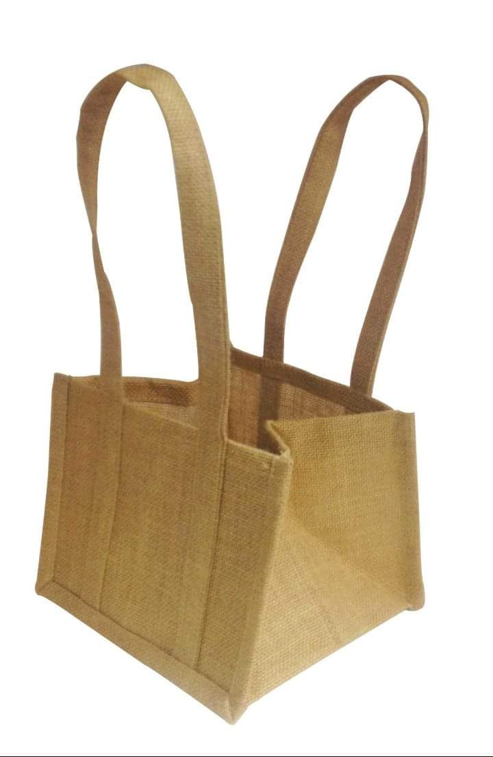Natural box-shaped jute shopping bag